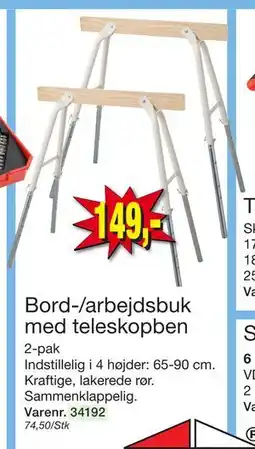 Harald Nyborg Bord-/arbejdsbuk med teleskopben, DKK 149 tilbud