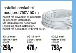 Harald Nyborg Installationskabel med jord 750V 50 m tilbud