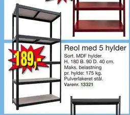 Harald Nyborg Reol med 5 hylder, DKK 189 tilbud