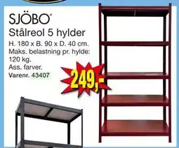 Harald Nyborg Stålreol 5 hylder, DKK 249 tilbud