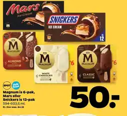 Netto Magnum is 6-pak, Mars eller Snickers is 12-pak tilbud