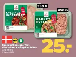Netto Dansk kyllingeinderfilet eller hakket kyllingekød 7-10% tilbud