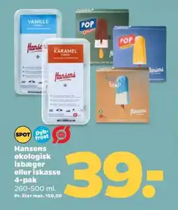 Netto Hansens økologisk isbæger eller iskasse 4-pak tilbud
