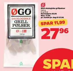 Netto ØGO økologiske grillpølser tilbud