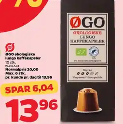 Netto ØGO økologiske lungo kaffekapsler tilbud