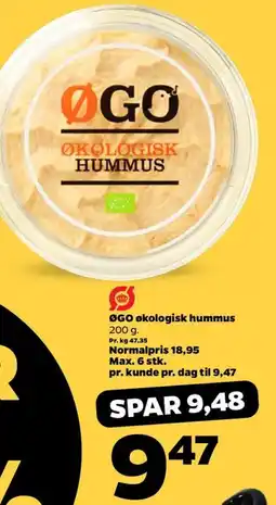 Netto ØGO økologisk hummus tilbud