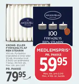 MENY Krone- eller fyrfadslys af ren stearin tilbud