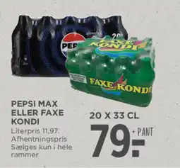 MENY Pepsi max eller faxe kondi tilbud
