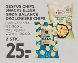 MENY Gestus chips, snacks eller grøn balance økologiske chips tilbud