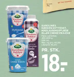 MENY Karolines køkken hytteost, madlavningsfløde eller creme fraiche tilbud