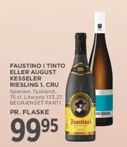 MENY FAUSTINO I Tinto eller august kesseler riesling 1. cru tilbud
