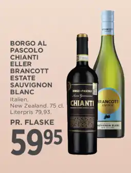 MENY Borgo al pascolo chianti eller brancott estate sauvignon blanc tilbud