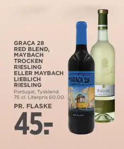 MENY Graça 28 red blend, maybach trocken riesling eller maybach lieblich riesling tilbud