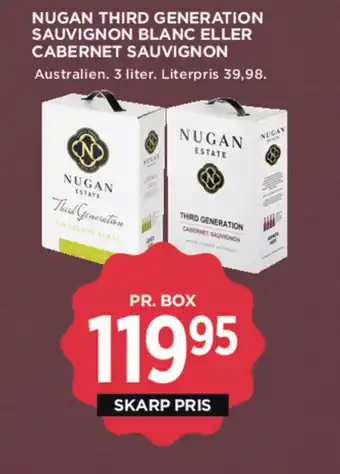 MENY NUGAN Third generation sauvignon blanc eller cabernet sauvignon tilbud