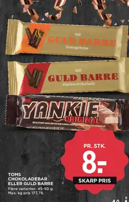 MENY TOMS Chokoladebar eller guld barre tilbud