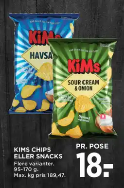MENY KIMS Chips eller snacks tilbud