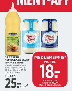 MENY GRAASTEN REMOULADE ELLER MIRACLE WHIP, DKK 25, App-pris tilbud
