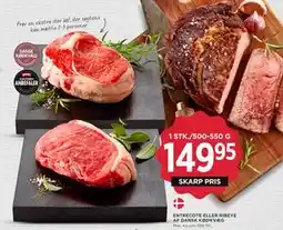 MENY ENTRECOTE ELLER RIBEYE AF DANSK KØDKVÆG, DKK 149.95 tilbud