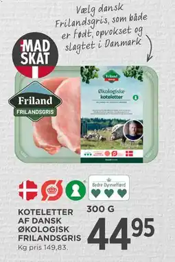 MENY KOTELETTER AF DANSK ØKOLOGISK FRILANDSGRIS, DKK 44.95 tilbud
