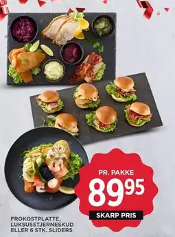 MENY FROKOSTPLATTE, LUKSUSSTJERNESKUD ELLER 6 STK. SLIDERS, DKK 89.95 tilbud