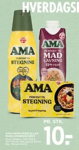 MENY AMA MARGARINE ELLER MADLAVNINGSFLØDE, DKK 10 tilbud