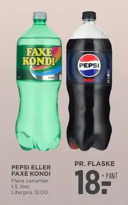 MENY PEPSI ELLER FAXE KONDI, DKK 18 tilbud
