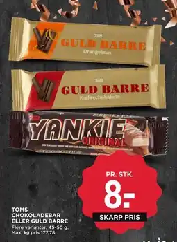 MENY TOMS CHOKOLADEBAR ELLER GULD BARRE, DKK 8 tilbud