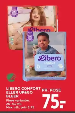 MENY LIBERO COMFORT ELLER UP&GO BLEER, DKK 75 tilbud