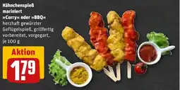 REWE DE Hähnchenspieß mariniert >>Curry<< oder >>BBQ<< tilbud