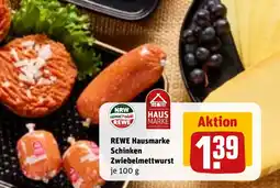 REWE DE REWE Hausmarke Schinken Zwiebelmettwurst je tilbud