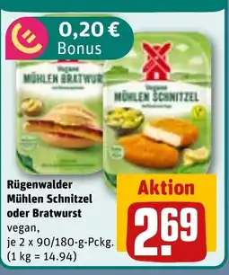 REWE DE Rügenwalder Mühlen Schnitzel oder Bratwurst tilbud