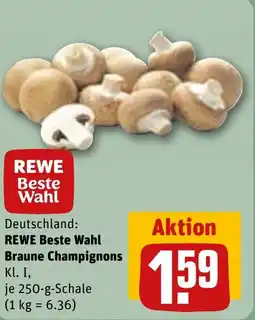 REWE DE Deutschland: REWE Beste Wahl Braune Champignons Kl. I, tilbud