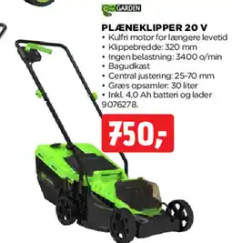 jem & fix PLÆNEKLIPPER 20 V tilbud