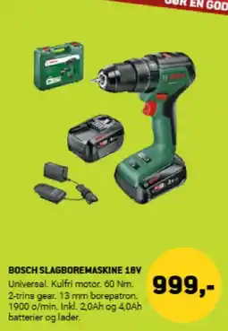 XL-BYG BOSCH SLAGBOREMASKINE 18V tilbud
