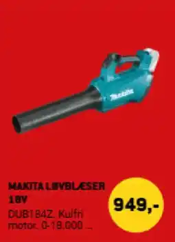 XL-BYG MAKITA LOVBLÆSER 18V DUB184Z Kulfri tilbud