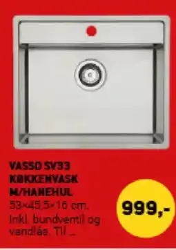 XL-BYG VASSO SV33 KØKKENVASK tilbud