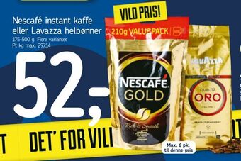 Føtex Nescafé instant kaffe eller Lavazza helbønner tilbud