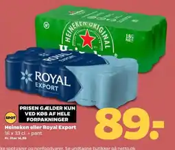 Netto Heineken eller Royal Export tilbud
