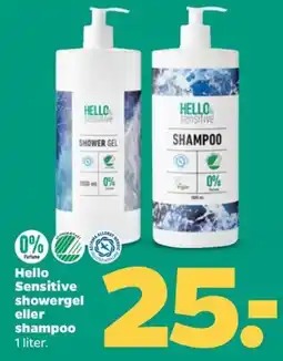 Netto HELLO Sensitive showergel eller shampoo tilbud