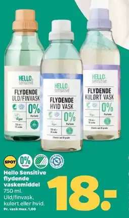 Netto Hello Sensitive flydende vaskemiddel tilbud