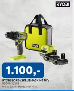 Davidsen Ryobi bore-/skruemaskine 18 v tilbud