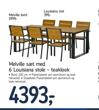 Føtex Melville sæt med 6 Louisiana stole - teaklook tilbud