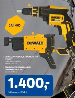 Davidsen DEWALT Gipsskruetrækker 18 v + DEWALT DCF6202 Magasin T/ gipsskruemaskine tilbud