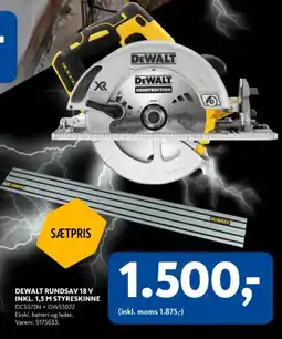 Davidsen DEWALT Rundsav 18 v inkl. 1,5 m styreskinne tilbud