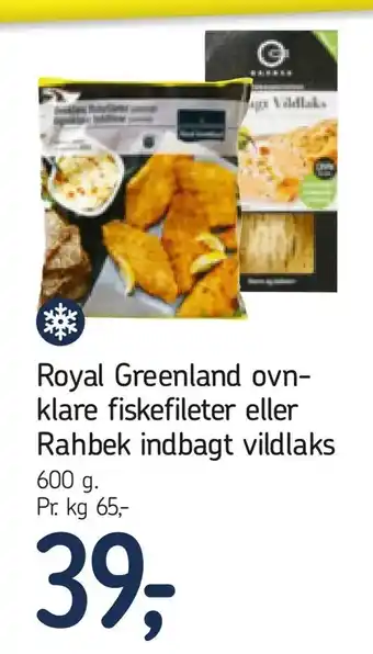Royal Greenland ovn klare fiskefileter eller Rahbek indbagt vildlaks