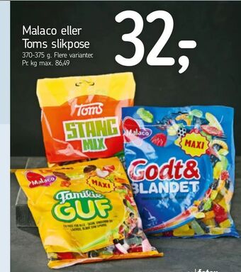 Føtex Malaco eller Toms slikpose tilbud