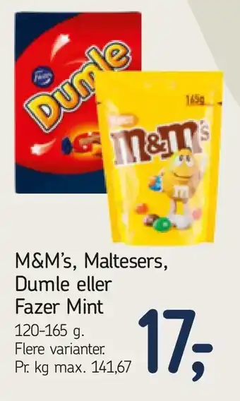 Føtex M&M's, Maltesers, Dumle eller Fazer Mint tilbud