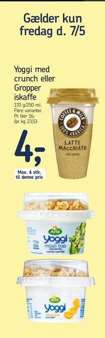 Yoggi med crunch eller Gropper iskaffe