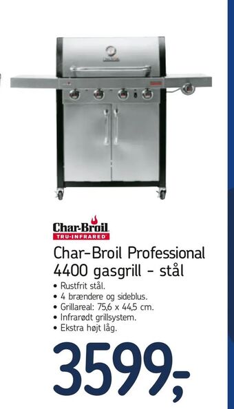 Føtex Char-Broil Professional 4400 gasgrill - stål tilbud