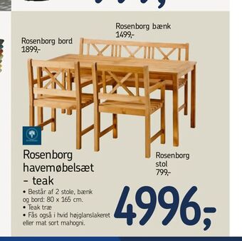 Føtex Rosenborg havemøbelsæt - teak tilbud
